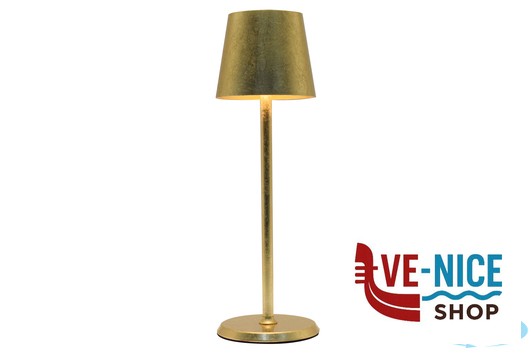 lampade LUMIERE ROUND-LAMPADA TAVOLO LED CM.10XH34 FOGLIA ORO IMPORT TAVOLA PROFESSIONAL - immagine 2