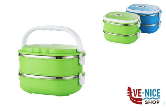 antiederente LUNCH BOX 2 SCOMPARTI 1800ML PLASTICA-ACCIAIO COLORI ASSORTITI, TERMICI IMPORT CUCINA