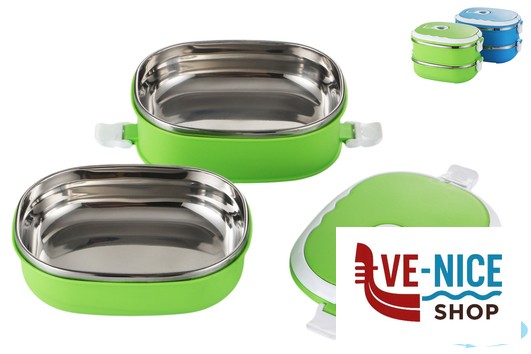 antiederente LUNCH BOX 2 SCOMPARTI 1800ML PLASTICA-ACCIAIO COLORI ASSORTITI, TERMICI IMPORT CUCINA - immagine 2