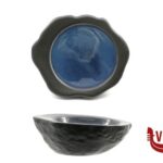 porcellana MADEIRA-COPPA CONCAVA EFFETTO PIETRA CM.19,5X17,5 NERO-BLU IN PORCELLANA IMPORT TAVOLA PROFESSIONAL