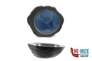 porcellana MADEIRA-COPPA CONCAVA EFFETTO PIETRA CM.19,5X17,5 NERO-BLU IN PORCELLANA IMPORT TAVOLA PROFESSIONAL