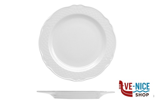 porcellana MALAGA BIANCO - PIATTO PORTATA CM 31 -SOTTOPIATTO TONDO CM 31 PORCELLANA SATURNIA