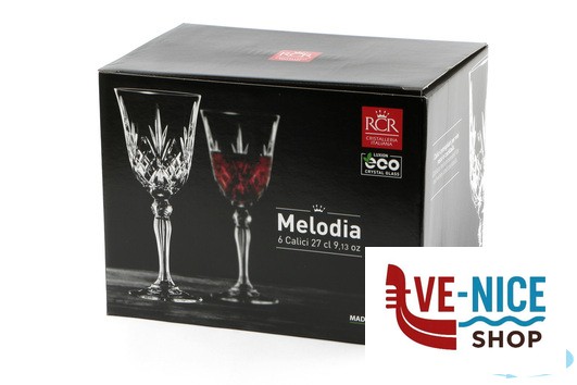 vetro cristallino MELODIA - CONFEZIONE 6 CALICI ACQUA CL 28 RCR CRISTALLERIA ITALIANA - immagine 4