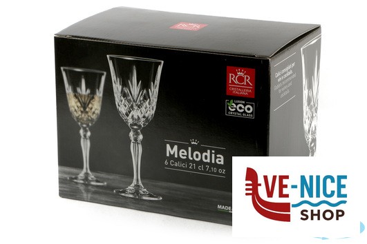 vetro cristallino MELODIA - CONFEZIONE 6 CALICI VINO CL 21 25601020206 RCR CRISTALLERIA ITALIANA - immagine 4