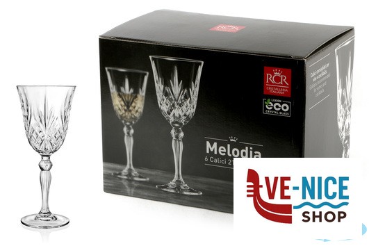 vetro cristallino MELODIA - CONFEZIONE 6 CALICI VINO CL 21 25601020206 RCR CRISTALLERIA ITALIANA - immagine 3