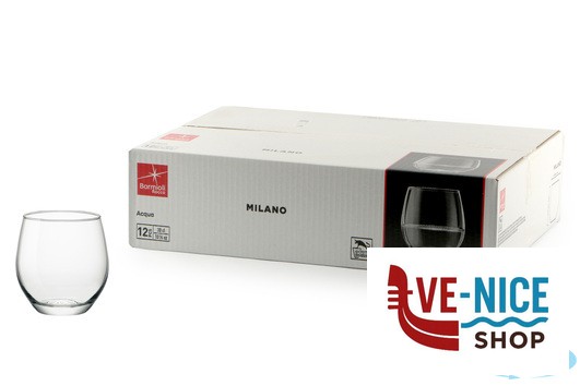 vetro MILANO - CONFEZIONE 12 BICCHIERI ACQUA VETRO TEMPERATO CL 30 H.8,5 CM. 8,2 BORMIOLI ROCCO - immagine 2