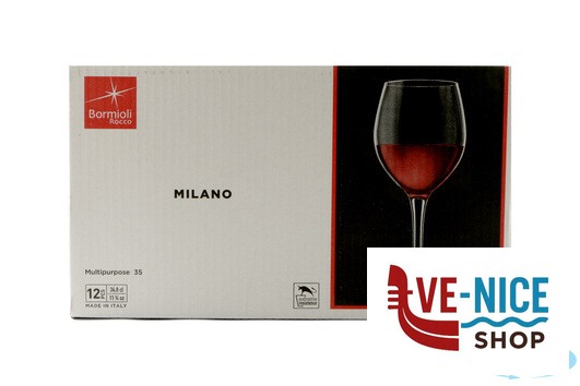 vetro MILANO - CONFEZIONE 12 CALICI MULTIUSO VETRO TEMPERATO CL 34,8 H. 18,85 CM. 8,35 BORMIOLI ROCCO - immagine 4