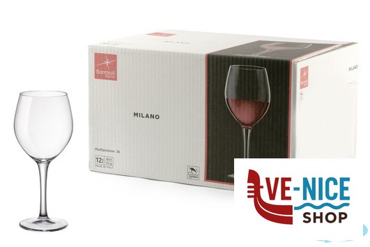 vetro MILANO - CONFEZIONE 12 CALICI MULTIUSO VETRO TEMPERATO CL 34,8 H. 18,85 CM. 8,35 BORMIOLI ROCCO - immagine 2