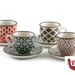 porcellana MOSAIK-CONFEZIONE 4 TAZZE CAFFE CON PIATTO CL.9 DECORI ASSORTITI  RH8621S-S4 IMPORT TAVOLA PROFESSIONAL