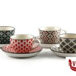 porcellana MOSAIK-CONFEZIONE 4 TAZZE THE CON PIATTO CL.16 DECORI ASSORTITI  RH8621L-S4 IMPORT TAVOLA PROFESSIONAL