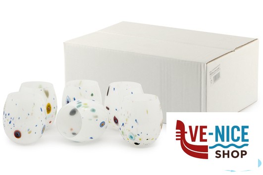 vetro MURANO - CONFEZIONE 6 BICCHIERI ACQUA CL 35 COLORE BIANCO VETRERIA%20ARTISTICA%20DI%20COPPOLA%20ALESS - immagine 3