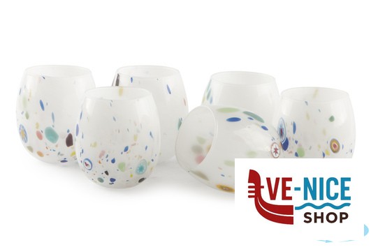 vetro MURANO - CONFEZIONE 6 BICCHIERI ACQUA CL 35 COLORE BIANCO VETRERIA%20ARTISTICA%20DI%20COPPOLA%20ALESS - immagine 2