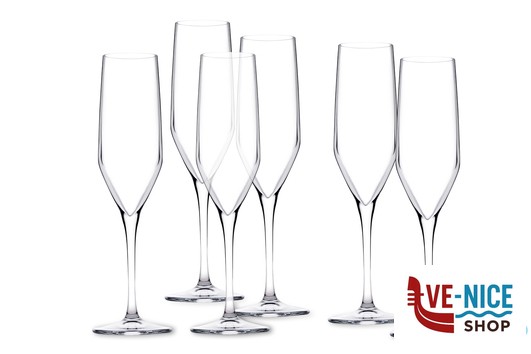 calici e flute spumante NAPA - CONFEZIONE 6 CALICI FLUT CL 20 IN VETRO TAGLIATO A FREDDO PASABAHCE
