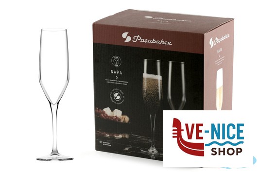 calici e flute spumante NAPA - CONFEZIONE 6 CALICI FLUT CL 20 IN VETRO TAGLIATO A FREDDO PASABAHCE - immagine 3