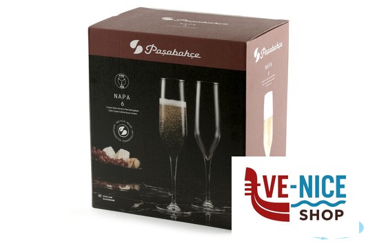 calici e flute spumante NAPA - CONFEZIONE 6 CALICI FLUT CL 20 IN VETRO TAGLIATO A FREDDO PASABAHCE - immagine 4