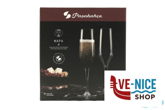 calici e flute spumante NAPA - CONFEZIONE 6 CALICI FLUT CL 20 IN VETRO TAGLIATO A FREDDO PASABAHCE - immagine 5