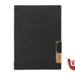 porta menu NATURE-PORTAMENU IN FIBRA NATURALE IMPERMEABILE A4 COLORE NERO CM 24,5X34 ELASTICO INTERNO PER CONTENERE GLI INSERTI A4 E CON UN INSERTO INCLUSO SECURIT