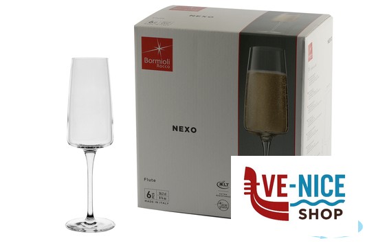 vetro NEXO-CONFEZIONE 6 CALICI FLUTE CL 26,2 PUNTO PERLAGE BORMIOLI ROCCO - immagine 3