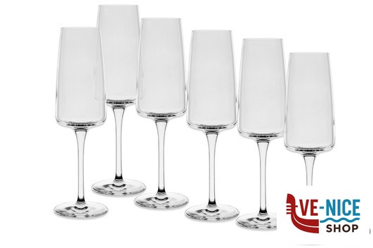vetro NEXO-CONFEZIONE 6 CALICI FLUTE CL 26,2 PUNTO PERLAGE BORMIOLI ROCCO