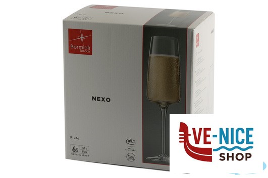 vetro NEXO-CONFEZIONE 6 CALICI FLUTE CL 26,2 PUNTO PERLAGE BORMIOLI ROCCO - immagine 4