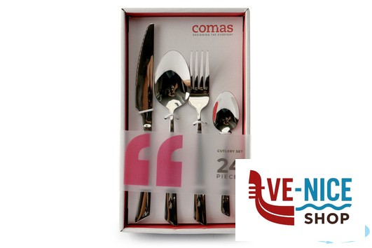 servizi NICE - SET 24 POSATE ACCIAIO INOX 4MM COMPOSTO DA CUCCHIAIO TAVOLA-FORCHETTA TAVOLA-COLTELLO TAVOLA-CUCCHIAINO CAFFE COMAS - immagine 4