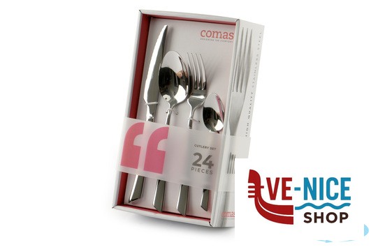 servizi NICE - SET 24 POSATE ACCIAIO INOX 4MM COMPOSTO DA CUCCHIAIO TAVOLA-FORCHETTA TAVOLA-COLTELLO TAVOLA-CUCCHIAINO CAFFE COMAS - immagine 3