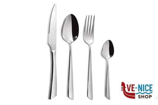 servizi NICE - SET 24 POSATE ACCIAIO INOX 4MM COMPOSTO DA CUCCHIAIO TAVOLA-FORCHETTA TAVOLA-COLTELLO TAVOLA-CUCCHIAINO CAFFE COMAS