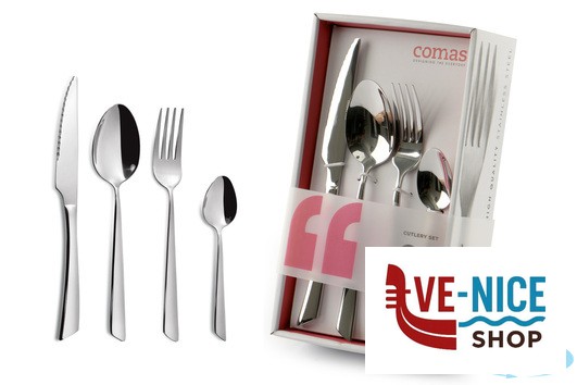servizi NICE - SET 24 POSATE ACCIAIO INOX 4MM COMPOSTO DA CUCCHIAIO TAVOLA-FORCHETTA TAVOLA-COLTELLO TAVOLA-CUCCHIAINO CAFFE COMAS - immagine 2
