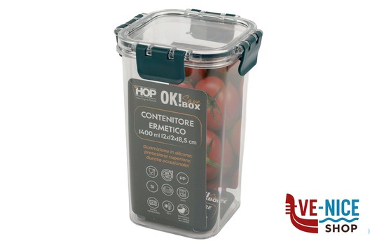 vetro OK! SAVE BOX-BARATTOLO ERMETICO QUADRO 1400ML CM.12XH.18,5 IMPORT CUCINA