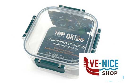 vetro OK! SAVE BOX-CONTENITORE ERMETICO QUADRO 1800ML CM.18,5XH.9 IMPORT CUCINA - immagine 3