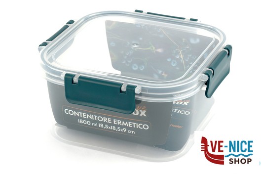 vetro OK! SAVE BOX-CONTENITORE ERMETICO QUADRO 1800ML CM.18,5XH.9 IMPORT CUCINA