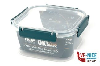 vetro OK! SAVE BOX-CONTENITORE ERMETICO QUADRO 2900ML CM.21,5XH.10,5 IMPORT CUCINA