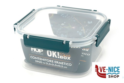 vetro OK! SAVE BOX-CONTENITORE ERMETICO QUADRO 2900ML CM.21,5XH.10,5 IMPORT CUCINA