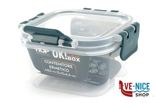 vetro OK! SAVE BOX-CONTENITORE ERMETICO QUADRO 400ML CM.12XH.6,5 IMPORT CUCINA