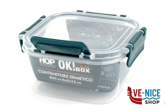 vetro OK! SAVE BOX-CONTENITORE ERMETICO QUADRO 800ML CM.15XH.7,5 IMPORT CUCINA