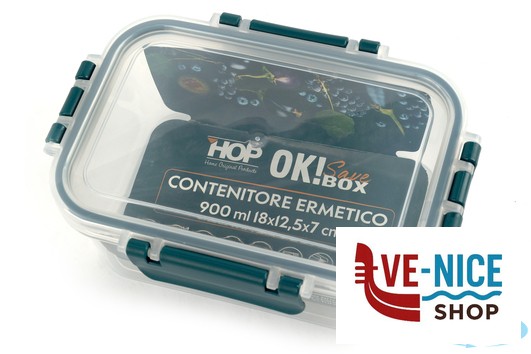 vetro OK! SAVE BOX-CONTENITORE ERMETICO RETTANGOLARE 900ML CM.18X12,5XH.7 IMPORT CUCINA - immagine 3