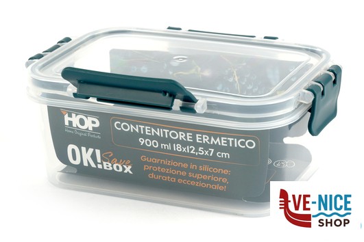 vetro OK! SAVE BOX-CONTENITORE ERMETICO RETTANGOLARE 900ML CM.18X12,5XH.7 IMPORT CUCINA