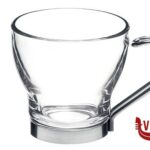 vetro OSLO PUNCH - CAFFE  CONFEZIONE 3 BICCHIERI CL.11 MANICO ACCIAIO INOX TEMPERATO BORMIOLI ROCCO