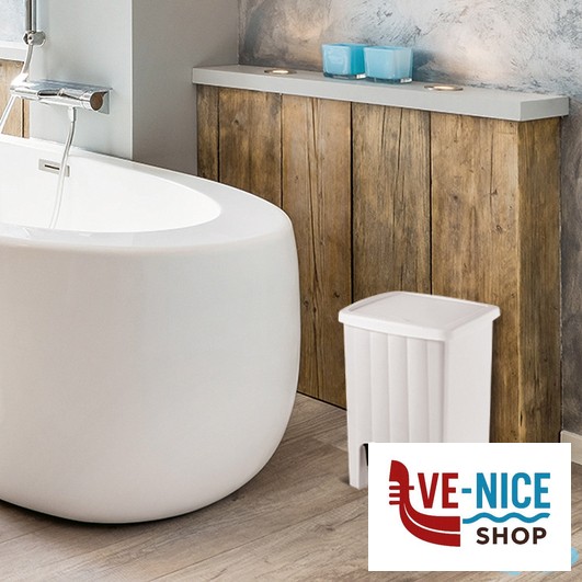 igiene e pulizia PATTUMIERA MARGHERITA QUADRA LITRI 20 CON PEDALE BIANCA STEFANPLAST - immagine 2