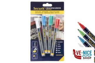 altri SET 4 PENNARELLI A GESSO LIQUIDO, PUNTA FINE 1-2 MM, COLORI BASE (BIANCO, VERDE, ROSSO, BLU) BL-SMA100-V4-COL SECURIT