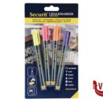 altri SET 4 PENNARELLI A GESSO LIQUIDO, PUNTA FINE 1-2 MM, COLORI TROPICALI (ARANCIONE, ROSA, VIOLA, GIALLO) BL-SMA100-V4-TRO SECURIT