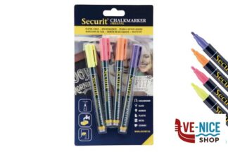 altri SET 4 PENNARELLI A GESSO LIQUIDO, PUNTA FINE 1-2 MM, COLORI TROPICALI (ARANCIONE, ROSA, VIOLA, GIALLO) BL-SMA100-V4-TRO SECURIT