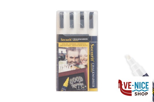 altri SET 4 PENNARELLI A GESSO LIQUIDO, PUNTA MEDIA 2-6 MM, COLORE BIANCO SMA510-V4-WT SECURIT