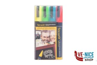 altri SET 4 PENNARELLI A GESSO LIQUIDO, PUNTA MEDIA 2-6 MM, COLORI ASSORTITI (GIALLO-VERDE-ROSSO-BLU) SECURIT