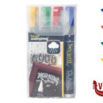 altri SET 4 PENNARELLI A GESSO LIQUIDO RESISTENTI ALL'ACQUA, PUNTA MEDIA 2-6 MM A SCALPELLO, COLORI ASSORTITI (BLU, ROSSO, VERDE E GIALLO) SMA610-V4 SECURIT