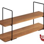 alzate PERFECTO LARGE-SET COMPOSTO DA 2 SUPPORTI IN METALLO E PVC NERO CM.23X19 H.40,5 E DA 2 VASSOI IN ROVERE OLIATO CM.80X20 H 2 APS  ASSHEUER POTT GMBH E CO KG