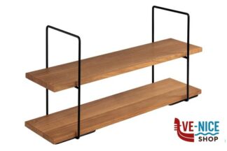 alzate PERFECTO LARGE-SET COMPOSTO DA 2 SUPPORTI IN METALLO E PVC NERO CM.23X19 H.40,5 E DA 2 VASSOI IN ROVERE OLIATO CM.80X20 H 2 APS  ASSHEUER POTT GMBH E CO KG