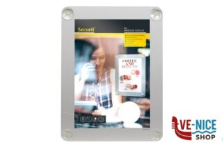 arredamento PORTA POSTER DA VETRINA COLOR GRIGIO PER A4 CON 4 VENTOSE CM 36X27,1 PFW-A4-GY SECURIT