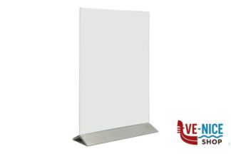 arredamento PORTAPOSTER DA TAVOLO IN ACRILICO CON BASE IN ACCIAIO INOX FORMATO A4, CM 20,7X33,2X7,5 PFT-ACM-A4 SECURIT