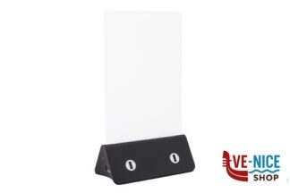 arredamento PORTAPOSTER-POWERBANK DA TAVOLO IN ACRILICO CON CARICABATTERIE PER RICARICARE SMARTPHONE E TABLET FORMATO A5, CM 16X27,7X7 PFT-PWB SECURIT